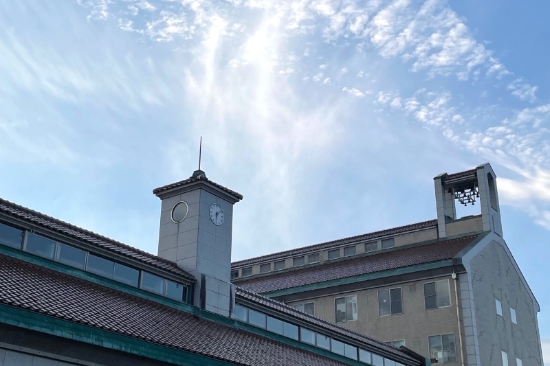 School building and sky